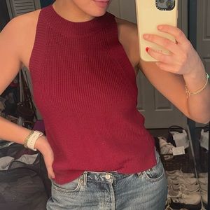 Blue Rain Red Knit Tank Top